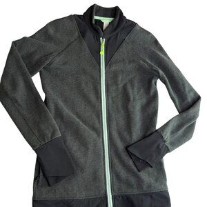 Lululemon Iviva Girl's Yoga Athletic Jacket Full Zip Gray Black Mock Neck Sz 14